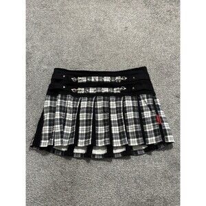 Vintage Tripp NYC Mini Skirt Size Large Plaid Pleated Studs Y2K